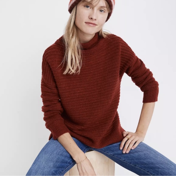 Madewell Sweaters - Madewell Red Belmont Cowl Neck Sweater with Chunky Knit
